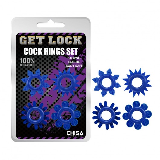 Набор из 4 синих колец Get Lock - Chisa - в Тамбове купить с доставкой