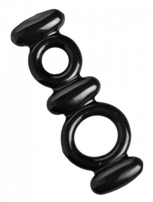 Двойное эрекционное кольцо Dual Stretch To Fit Cock and Ball Ring - XR Brands - в Тамбове купить с доставкой