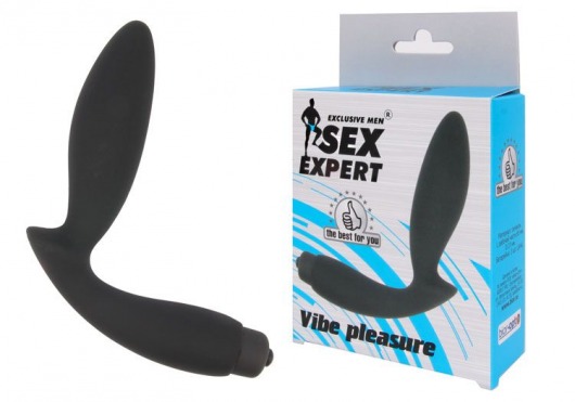 Чёрный вибростимулятор простаты Sex Expert Vibe Pleasure - Sex Expert - в Тамбове купить с доставкой