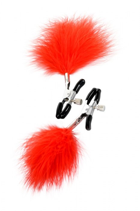 Зажимы для сосков с красным пухом Theatre - ToyFa - купить с доставкой в Тамбове