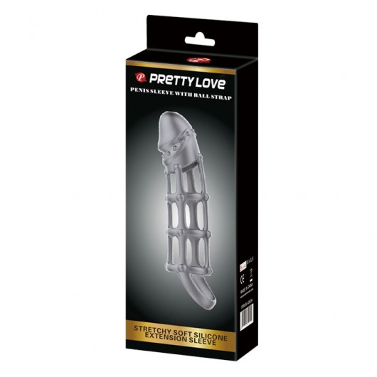 Серая силиконовая насадка на пенис с рельефом и подхватом - 17 см. - Baile - в Тамбове купить с доставкой